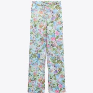 NWT Zara Satin Floral Pants size M